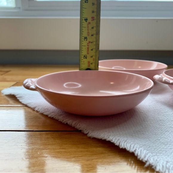 Set of 3 Pink Melmac Melamine Berry Bowls by Maplex Toronto Shell Curl Handle - Picture 6 of 6
